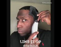 Guy uses stencil to cut hair clippers