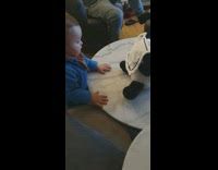 Baby cry scared of talking panda toy