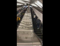 People Go Up Broken Escalators 