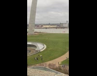 Collab IITW - Three men tiktok dance in front of the Gateway Arch