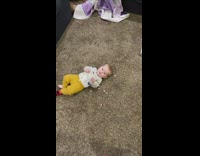 Feeding baby snacks like chicken 