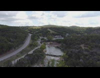 Aerial Drone video of people on the swimming pool