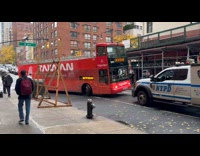 Taiwanese tour bus got stuck on street