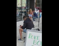 Girl red shirt dance tiktok poke bowl