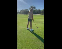 Lady Have Golf Club Slip her Hands while Swinging
