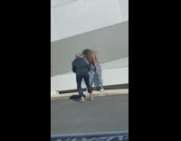 girl grey gym outfit hair flip