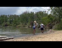 cosplayer films tiktok dance by lakeside