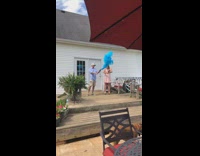 Guy gets hit in genitals baby reveal