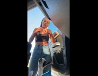 Collab ClipsIG - Woman and goat eats candy on car