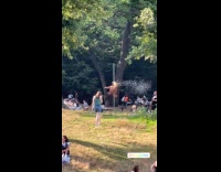 Collab WINY - Woman pole dance with bubble gun toy part 1