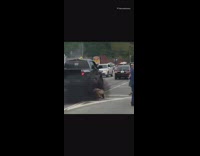 (BROKEN LINK) Collab The Best Fails - Camera man kneels down to take picture on street truck revs engine and covers him in cloud of black smoke