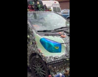 Car parked filled with action figures collection