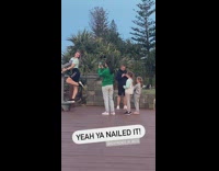 Woman white top tower viewer telescope pictorial