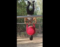 Guy falls face forward into butt friend 