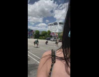 Lady Takes Photo While Jumping Over Guy
