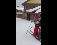 Collab JerrySlams - Two people ski on one pair of skis and fall down on trail