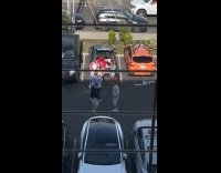 Group tiktok dance video shoot parking lot