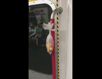a bag with bitten apples on subway