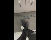 Skit where person shows how sore feet are in standing job