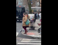 Burning trash can on street transition video 
