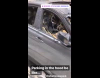 BMW car torn apart and destroyed parked on side of the road