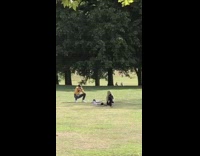 Girl black long sleeves undies sit park