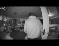 Guy throws garbage outside slips on stairs