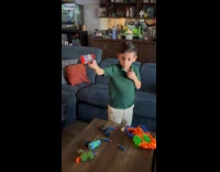 Boy use nerf gun to remove tooth