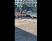 Festive jogger wearing santa outfit 