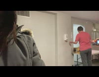 Guy rubs hand sanitizer on delivered packages 