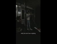 Subway train operates with no lights dark tunnel