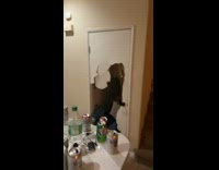 Dodgers fan runs through and breaks door 