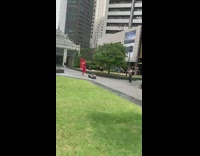 Man on floor picture woman red dress