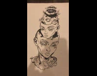 Guy draws womans head coming out of another head 