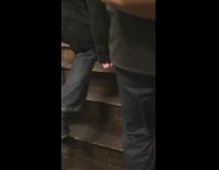 Man Rides Motorized Suitcase Out of Stairs