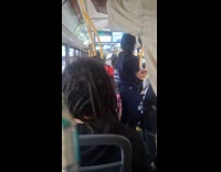 Passengers get mad at woman inside bus