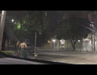 Man buffed green dress crown walk pet dog street