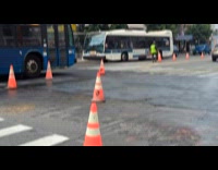 Collab WINY - Asphalt placed on the road produces steam