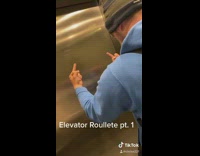Collab BitchMP - Guy elevator blue hoodie flip off fail