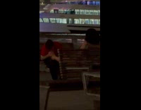 Guy suck toes of woman pier night