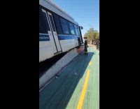 Man films crashed bus and makes joke