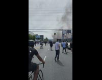 Protesters protest dance sing street Santa Monica Part 1