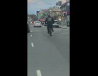 Guy with digital backpack that says happy new year