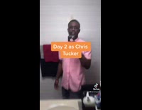 Guy transforms into Chris Tucker bathroom mirror 