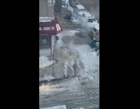 Hot steam comes up from sidewalk