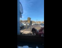 Woman stand on chair gives speech falls down