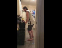 Guy uses foot to make farting noise