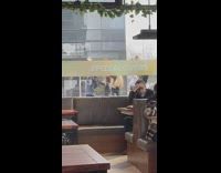 Group of girls Kpop dance outside diner