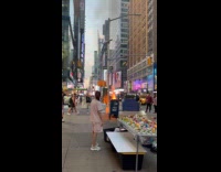 Trash bin with huge fire at street