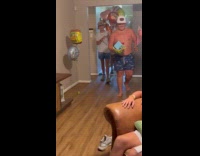 Teenagers surprises their injured friend at home